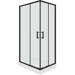 Душевой уголок Parly ZQ121B 120x80, с поддоном, профиль черный, стекло прозрачное