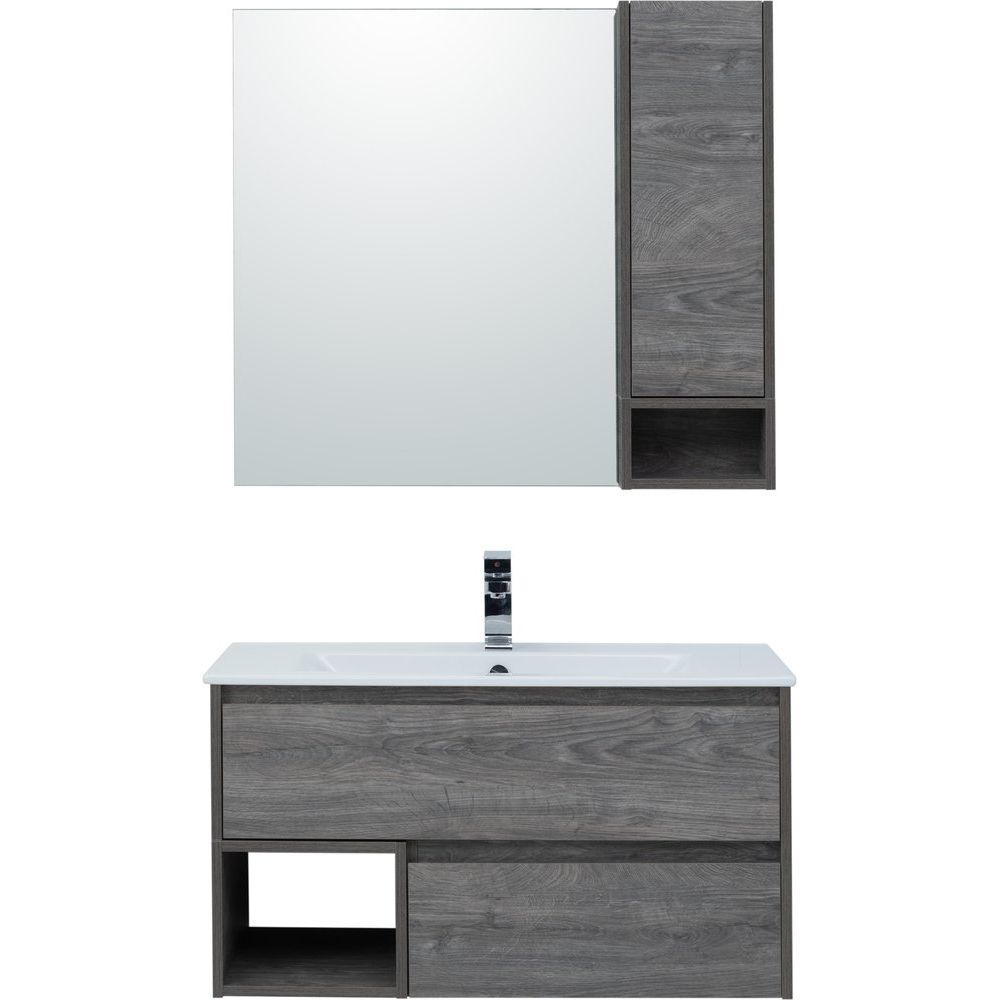 Купить Мебель для ванной STWORKI Карлстад 90 дуб рошелье, в стиле лофт, серая (комплект, гарнитур) в Москве с доставкой Мебель для ванной STWORKI Карлстад 90 дуб рошелье, в стиле лофт, серая (комплект, гарнитур)