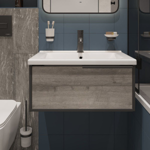 Тумба с раковиной STWORKI Брамминг 65, подвесная, дуб шерман серый Тумба с раковиной STWORKI Брамминг 65, подвесная, дуб шерман серый