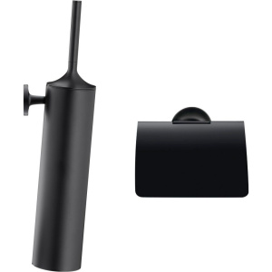 Набор Duravit Starck T Ершик 0099464600 подвесной, черный + Держатель туалетной бумаги 0099404600 черный, с крышкой