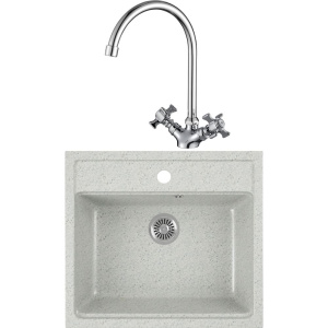 Комплект Мойка кухонная Domaci Бьелла DMC-06 серая + Смеситель Равенна