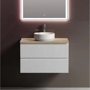 Тумба с раковиной Sancos Snob T 80 см, bianco, столешница бежевая, раковина CN6005