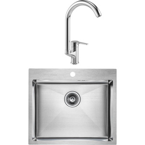 Комплект Мойка кухонная Paulmark Kroner PM215951-BS брашированная нержавеющая сталь + Смеситель MEGA Snow MG-SH03 хром Комплект Мойка кухонная Paulmark Kroner PM215951-BS брашированная нержавеющая сталь + Смеситель MEGA Snow MG-SH03 хром