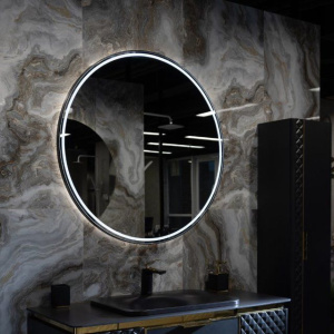 Зеркало круглое Armadi Art Vallessi 100 см, черное, с подсветкой