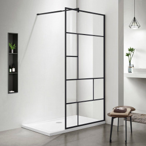 Душевая перегородка Акватек AQ WIW Print 10020BL 100x200 см, черный матовый профиль