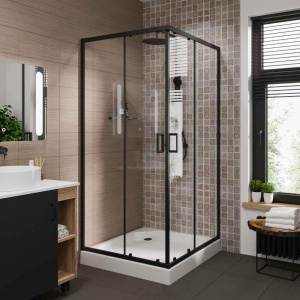 Душевой уголок Niagara Nova NG-6888-08 BLACK 80x80, профиль черный, стекло прозрачное