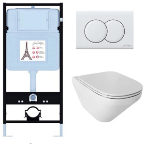 Комплект унитаз с инсталляцией, кнопкой и сиденьем Jacob Delafon Modern Life E21775RU-00