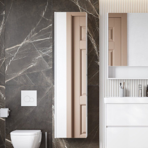 Шкаф-пенал с зеркалом AQUATON Сканди белый глянец, белый матовый