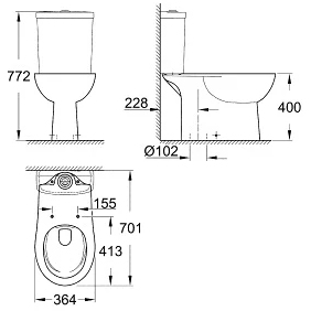 Чаша напольного унитаза Grohe BauCeramic 39429000 безободковая