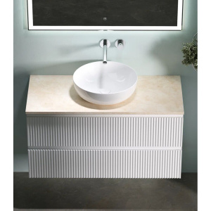 Тумба с раковиной Sancos Snob R 100 см, bianco, столешница бежевая, раковина CN5024