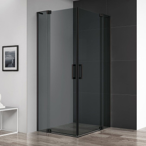 Душевой уголок Cezares Slider AH 2 90/100-100/110 Grigio Nero профиль черный, стекло серое