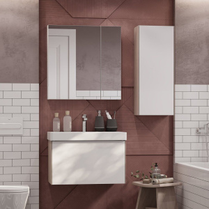 Мебель для ванной AQUATON Асти 70 белая глянцевая, ясень шимо