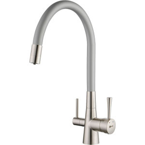 Смеситель для кухни Lemark Comfort LM3075BN-Silver с гибким изливом, никель, серебристый