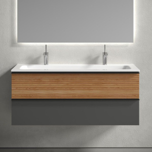 Тумба с раковиной Sancos Delta 120 дуб красный, графит, раковина CN7016 Тумба с раковиной Sancos Delta 120 дуб красный, графит, раковина CN7016