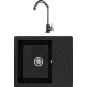 Комплект Мойка кухонная Practik PR-M 575-004 черный оникс + Смеситель РМС Sus124pvd 017F черный Комплект Мойка кухонная Practik PR-M 575-004 черный оникс + Смеситель РМС Sus124pvd 017F черный