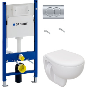 Комплект Унитаз подвесной Seramiksan Natura + Крышка + Инсталляция Geberit Duofix Delta 458.149.21.1 с кнопкой смыва, хром