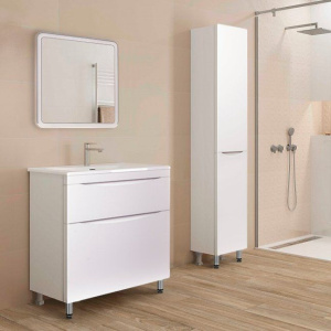 Мебель для ванной Style Line Бергамо Мини 70 Люкс Plus напольная, антискрейтч белая Мебель для ванной Style Line Бергамо Мини 70 Люкс Plus напольная, антискрейтч белая