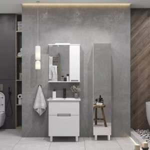 Шкаф-пенал с зеркалом SanStar Адель универсальный, белый