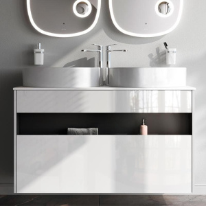 Тумба с раковиной AM.PM Func 120 белый глянец, со столешницей, раковина M8FWCC20550WG Тумба с раковиной AM.PM Func 120 белый глянец, со столешницей, раковина M8FWCC20550WG