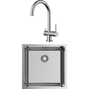 Комплект Мойка кухонная Omoikiri TADZAVA 44-U-IN Quadro нержавеющая сталь + Смеситель Yamada BN нержавеющая сталь