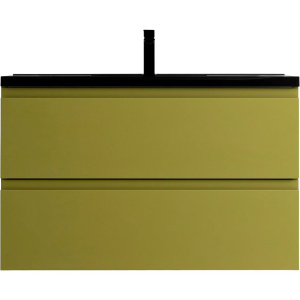 Тумба с раковиной Art&Max Bianchi 100 подвесная, оливковая, черная раковина