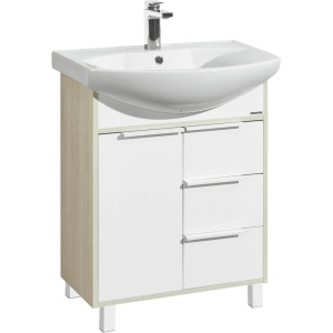 Тумба с раковиной AQUATON Рико 65 белая, ясень фабрик Тумба с раковиной AQUATON Рико 65 белая, ясень фабрик