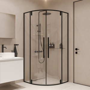 Душевой уголок AQUAme AQM7101-2-9 90х90, профиль черный матовый