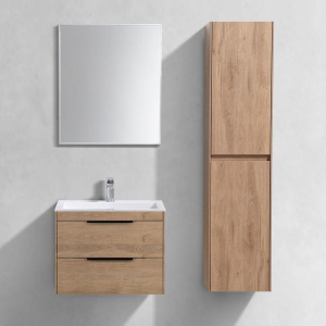 Мебель для ванной Vincea Chiara 2D 60, 2 ящика, натуральный дуб, с белой раковиной