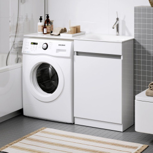 Тумба с раковиной Aqwella Forma с бельевой корзиной слева R