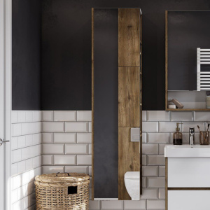 Шкаф-пенал с зеркалом AQUATON Сканди дуб рустикальный