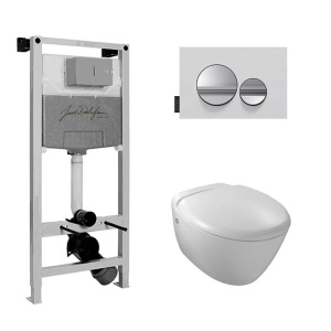 Комплект унитаз с инсталляцией, кнопкой и сиденьем Jacob Delafon Presquile E21743RU-00