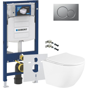 Комплект Унитаз подвесной BelBagno Uno + Крепления Geberit Duofix 111.815.00.1 к стене + Шумоизоляция + Инсталляция UP 320 111.300.00.5 + Кнопка Sigma 01 115.770.JQ.5 лакированная, матовый хром
