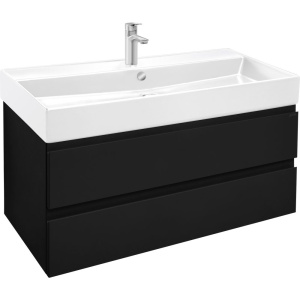 Тумба с раковиной Jacob Delafon Madeleine 100 черная матовая, раковина белая глянцевая