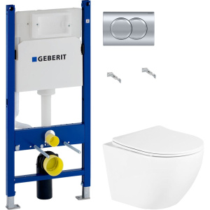 Комплект Унитаз подвесной BelBagno Uno + Инсталляция Geberit Duofix Delta 458.149.21.1 с кнопкой смыва, хром Комплект Унитаз подвесной BelBagno Uno + Инсталляция Geberit Duofix Delta 458.149.21.1 с кнопкой смыва, хром