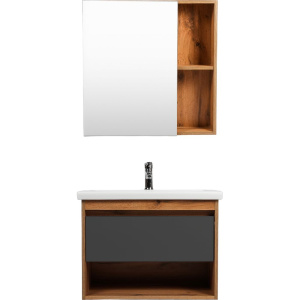 Мебель для ванной VIANT Бостон 70 подвесная, с ящиком, дуб вотан, графит