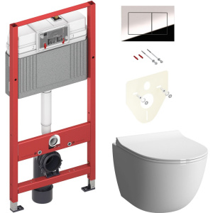 Комплект Унитаз подвесной VitrA Sento + Крышка + Инсталляция TECE Now 9400412 4 в 1 с кнопкой смыва