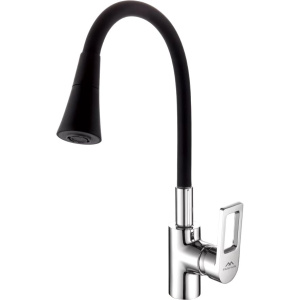 Смеситель для кухни Fashun A4253+B14 с гибким изливом, хром, черный