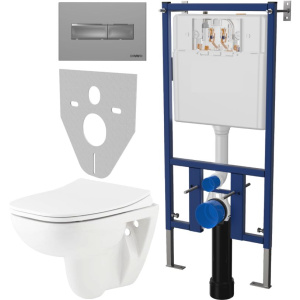 Комплект Унитаз подвесной Seramiksan Petite + Крышка AG50006 с микролифтом + Инсталляция DIWO + Кнопка 7321 хром матовый