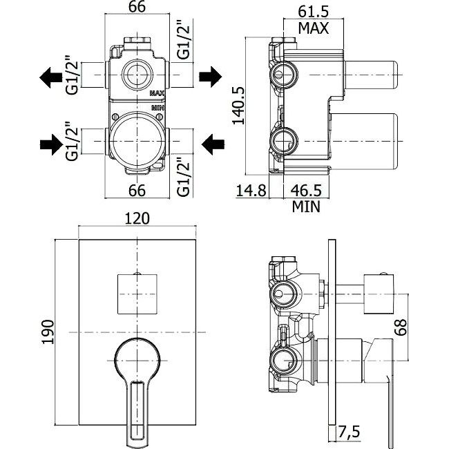 Купить Смеситель для ванны с душем Paffoni Ringo RIN018CR/M С ВНУТРЕННЕЙ ЧАСТЬЮ в Москве с доставкой Смеситель для ванны с душем Paffoni Ringo RIN018CR/M С ВНУТРЕННЕЙ ЧАСТЬЮ