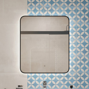 Зеркало DIWO Кострома, 60 черное, с подсветкой, прямоугольное, настенное