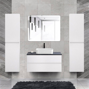 Мебель для ванной Cezares Molveno 46 100 bianco ghiaccio, со столешницей Мебель для ванной Cezares Molveno 46 100 bianco ghiaccio, со столешницей