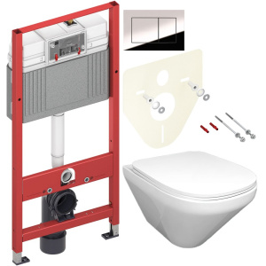 Комплект Унитаз подвесной Jacob Delafon Modern Life + Крышка E77168-0 с микролифтом + Инсталляция TECE Now 9400412 4 в 1 с кнопкой смыва