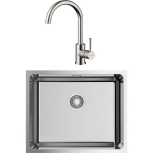 Комплект Мойка кухонная Omoikiri TADZAVA 54-U-IN нержавеющая сталь + Смеситель Shinagawa BN нержавеющая сталь