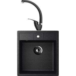 Комплект Мойка кухонная Ulgran U-406 -308 черная + Смеситель Domaci Солерно DC-3013 морион