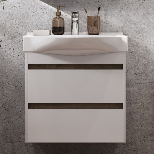 Тумба с раковиной AQUATON Нортон 65, подвесная. белый глянец