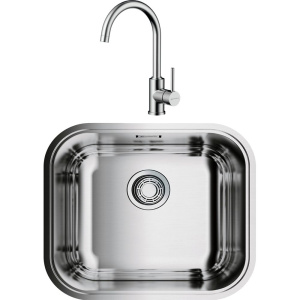 Комплект Мойка кухонная Omoikiri Omi 49-U-IN нержавеющая сталь + Смеситель Shinagawa BN нержавеющая сталь