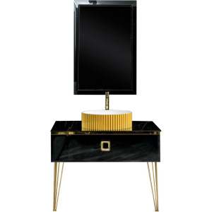 Мебель для ванной Armadi Art Lucido 100 черная глянцевая, раковина 878-G Мебель для ванной Armadi Art Lucido 100 черная глянцевая, раковина 878-G