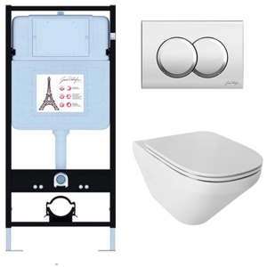 Комплект унитаз с инсталляцией, кнопкой и сиденьем Jacob Delafon Modern Life E21775RU-CP