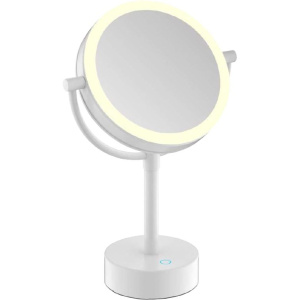 Косметическое зеркало Java S-M221W с подсветкой, двухстороннее, поворотное, белое