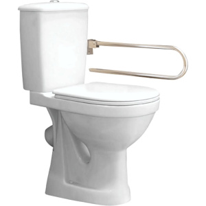 Унитаз-компакт Оскольская керамика Персона Комфорт, подвод воды нижний, косой выпуск, с откидным нержавеющим поручнем Унитаз-компакт Оскольская керамика Персона Комфорт, подвод воды нижний, косой выпуск, с откидным нержавеющим поручнем